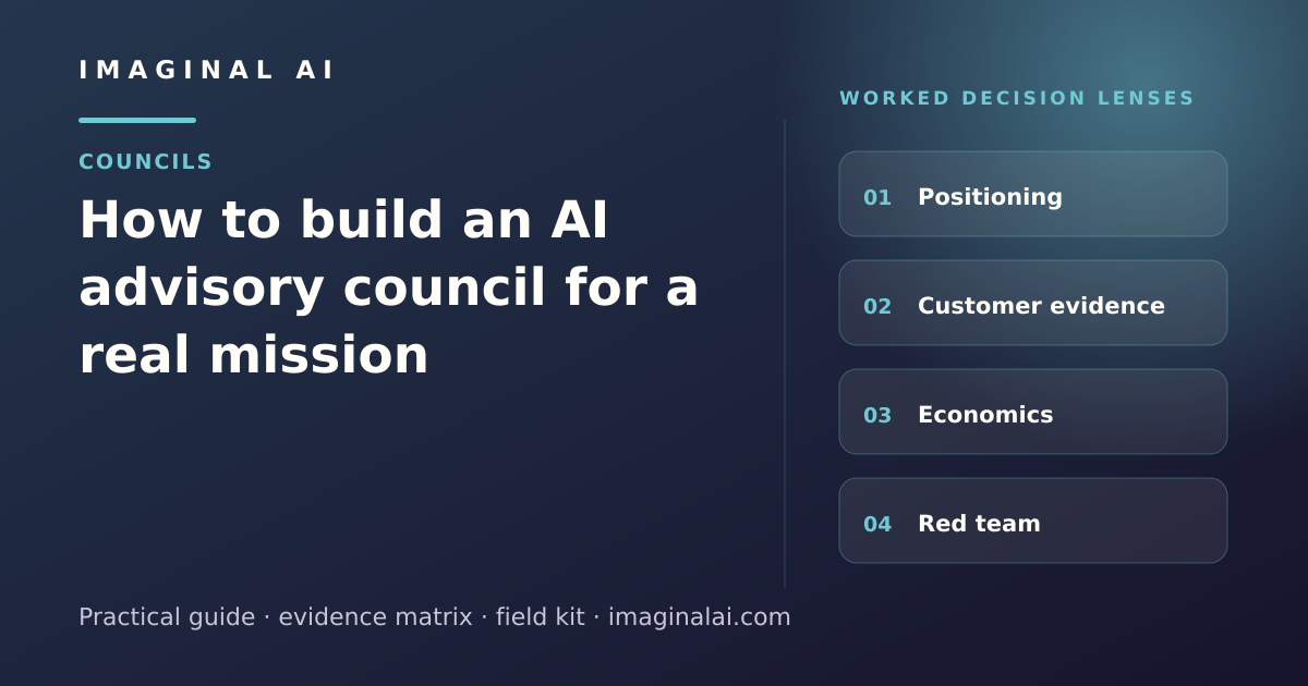 How to build an AI advisory council for a real mission framework map: Positioning, Customer evidence, Economics, Red team