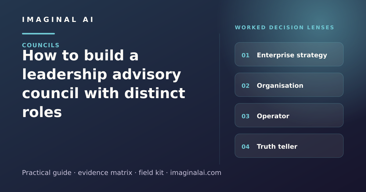How to build a leadership advisory council with distinct roles framework map: Enterprise strategy, Organisation, Operator, Truth teller